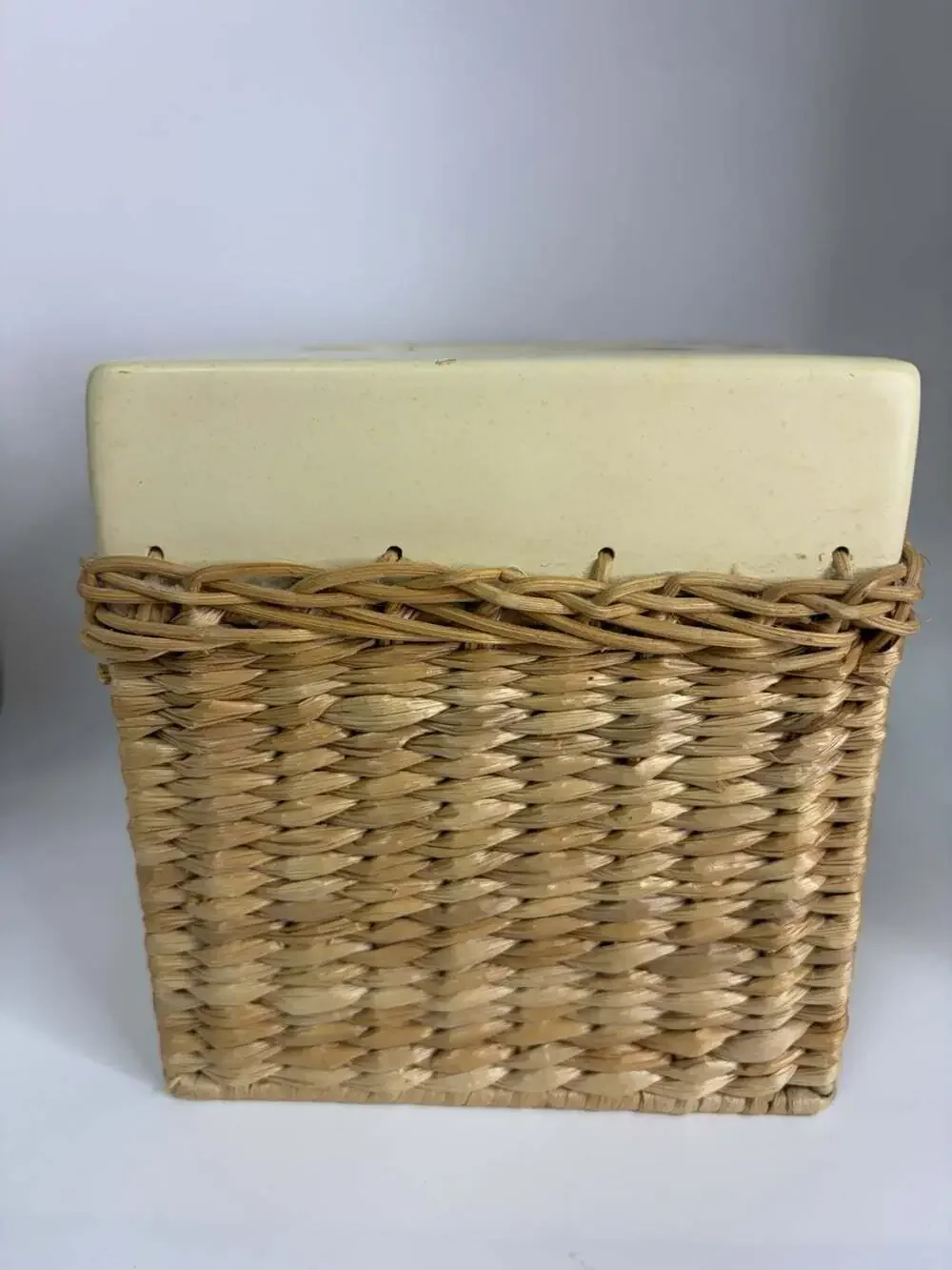 Vintage Ceramic Floral Wicker Tissue Box Cover